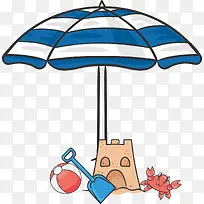 蓝白条纹遮阳伞