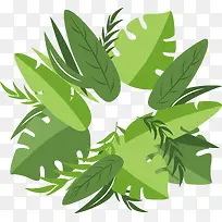 清新夏日装饰绿植插花矢量素材