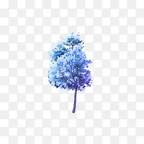 手绘蓝色的树
