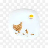 盘子中的鸡蛋皮和鸡蛋