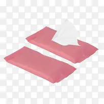 两包粉红色塑料包装的湿纸巾实物