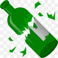 摔碎的绿色的酒瓶
