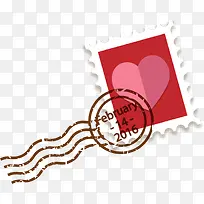 红色情人节邮戳邮票