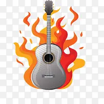 银色吉他火焰背景