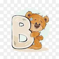 手绘字母B小熊免抠素材