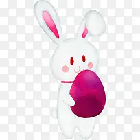 白色水彩彩蛋兔子