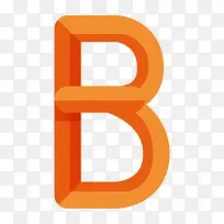 卡通橘色立体字母B