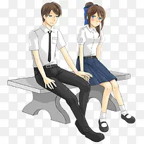 手绘情侣