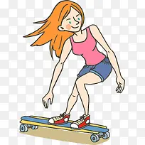 创意玩滑板的女子矢量素材