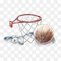 篮球和篮球网插画