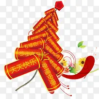 鞭炮 步步高升 红色