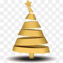 圣诞树装饰元素金色彩带免费素材