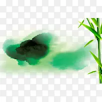 绿色山水竹子装饰背景