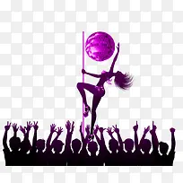 紫色女人跳舞剪影