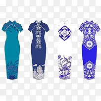青花瓷旗袍女图片素材
