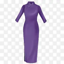 紫色古典旗袍女裙图片素材