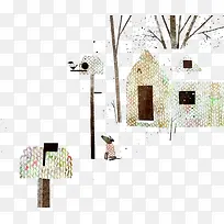 雪地里的房子