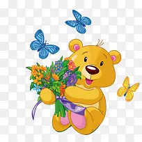 抱着鲜花的熊