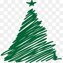 绿色线条涂鸦圣诞树