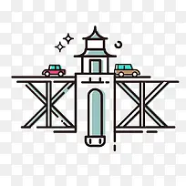 彩色手绘的建筑物