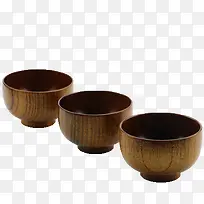 三个木碗米饭碗餐具
