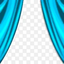 蓝色窗帘飘带