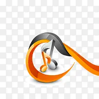 矢量立体曲线和音符