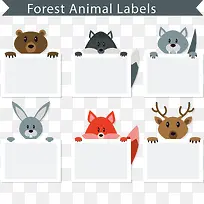 创意森林动物标签矢量