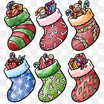 水彩手绘圣诞节袜子