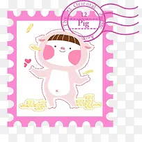 邮票里的猪高清免扣素材