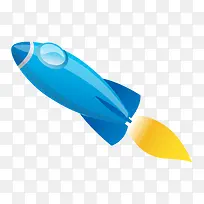 卡通手绘蓝色的火箭