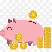 粉红小猪存钱罐投币