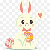 矢量图抱着彩蛋的粉色兔