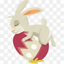 抱着彩蛋的可爱兔子
