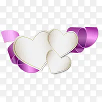 爱心信纸和紫色丝带