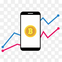 手机金色货币金色比特币矢量素材