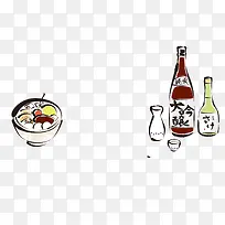 免抠卡通年夜饭调料瓶子装饰