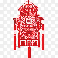 新年红色剪纸灯笼