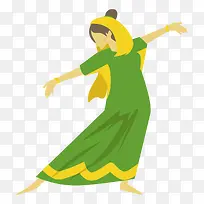 新疆舞舞蹈跳舞剪影矢量