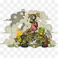 戴防毒面罩的矢量女孩