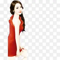 红裙性感长发女子