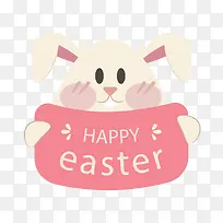复活节快乐举牌的兔子