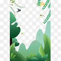 绿色清新春季海报背景