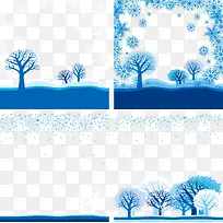 雪花树木卡片装饰