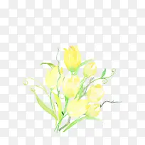 黄色手绘清新水墨花卉