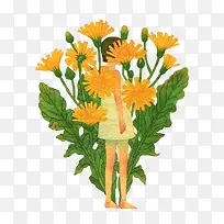 菊花中的女孩
