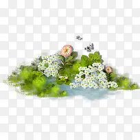 卡通花丛