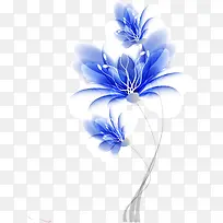 蓝色梦幻手绘花朵图案