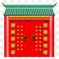中国传统复古绿瓦大红门