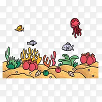 海底沙滩彩色小鱼